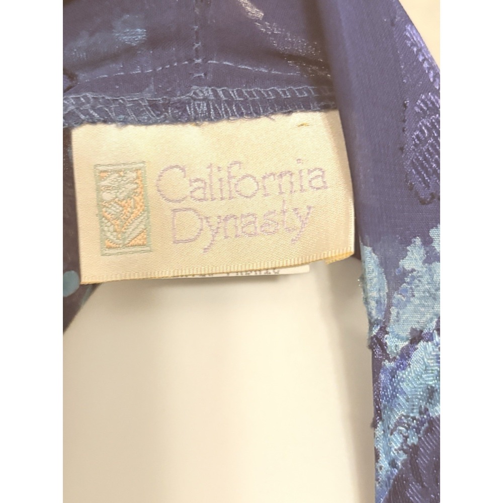 California Dynasty Sheer Floral Kimono Beach Cover Up Blue Burnout Mesh  M - Picture 8 of 8